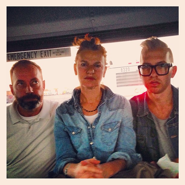 Me, Sandra and Joe giving surly face on the airport shuttle bus.
